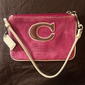 Coach Magenta Suede Wristlet